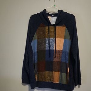 Womens Multicolor Plaid Hoodie